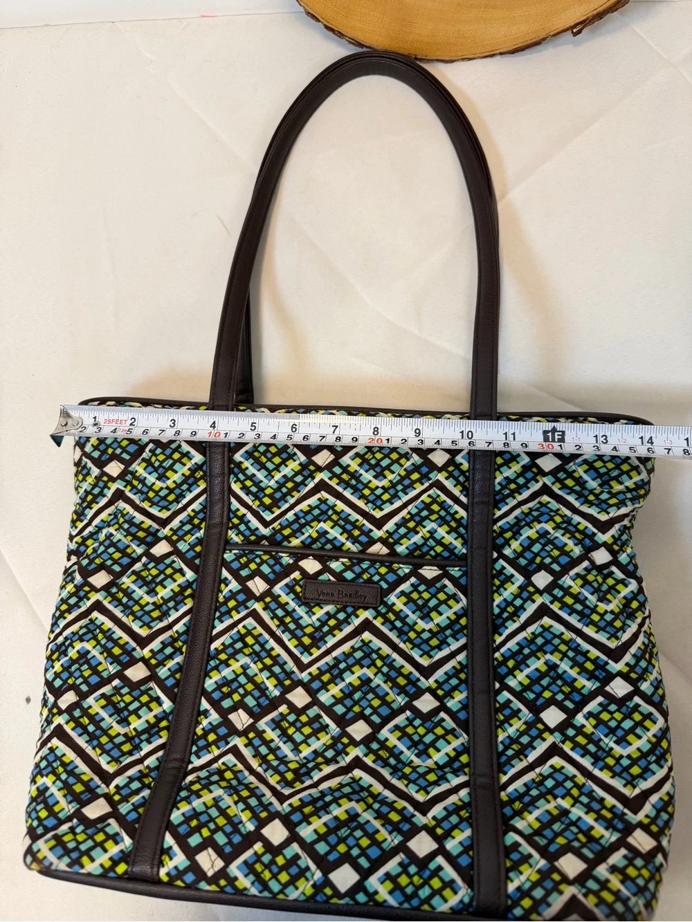 Vera Bradley Rain Forest Quilted Shoulder Bag‎ Geometric Chevron Pattern Zip Top